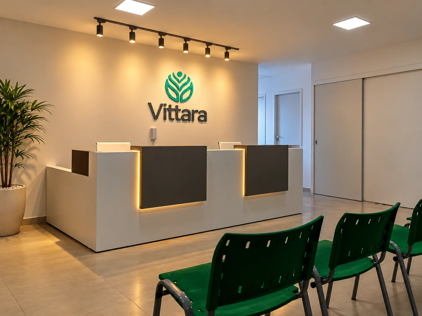 Recepção moderna da Clínica Vittara